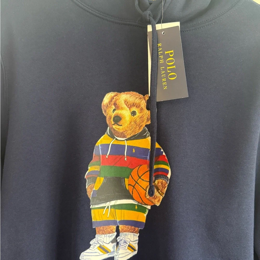 Polo by Ralph Lauren Navy Hoodie with Polo Bear Graphic Men can be unisex